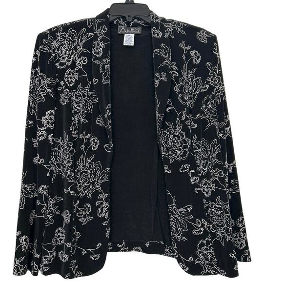 Vintage Alex Evenings Metallic Floral Slinky Knit Blazer M Made In The USA - Picture 1 of 9